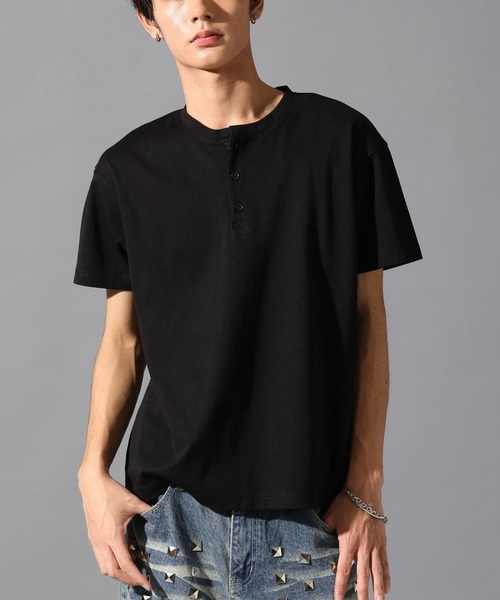 LAND MUSEUM(ランドミュージアム)の「LAND MUSEUM/ヘンリータイト半袖T(Tシャツ/カットソー・メンズ・ブラック/チャコール/ホワイト・LARGE/MEDIUM)」の2枚目の写真