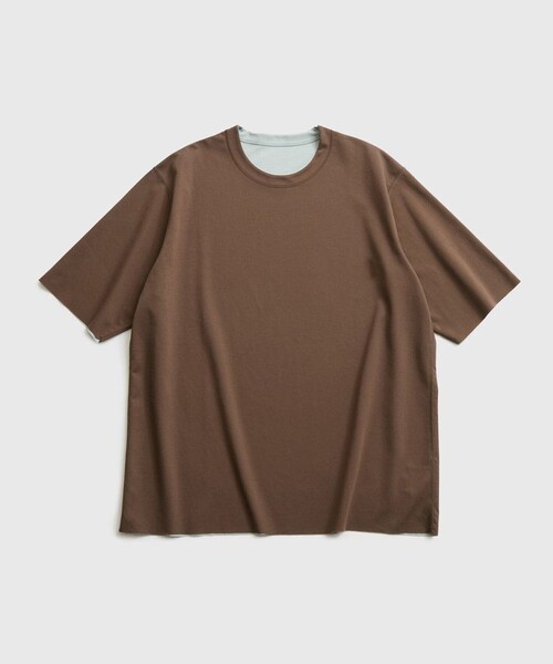ADAM ET ROPE'(アダムエロペ)の「26SS ハイゲージシャンブレーリバーシブルTEE(Tシャツ/カットソー・メンズ・ブラック/ベージュ系その他/ダークブラウン/ネイビー・L/M)」の2枚目の写真