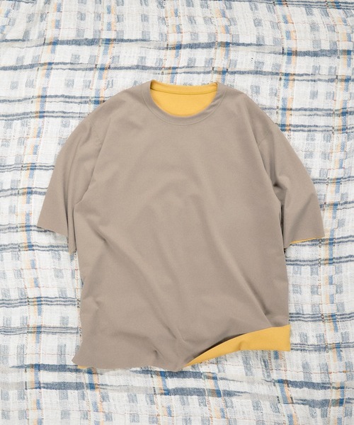 ADAM ET ROPE'(アダムエロペ)の「26SS ハイゲージシャンブレーリバーシブルTEE(Tシャツ/カットソー・メンズ・ブラック/ベージュ系その他/ダークブラウン/ネイビー・L/M)」の3枚目の写真