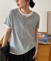 ヘンリー配色半袖プルオーバー