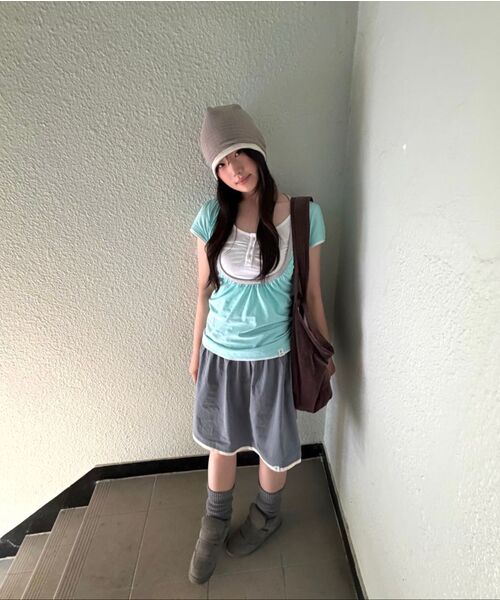 OAFISH(オアフィッシュ)の「Shirring U neck T-shirts, Mint(Tシャツ/カットソー・レディース・その他・FREE)」の12枚目の写真