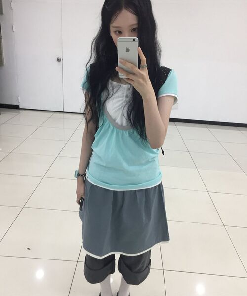 OAFISH(オアフィッシュ)の「Shirring U neck T-shirts, Mint(Tシャツ/カットソー・レディース・その他・FREE)」の4枚目の写真