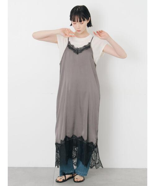 Samansa Mos2（サマンサ モスモス）の「【抗菌、接触冷感】シアー梨地フレンチスリーブTシャツ（Tシャツ/カットソー・レディース・ブラック/アイボリー/ベージュ・F）」の5枚目の写真