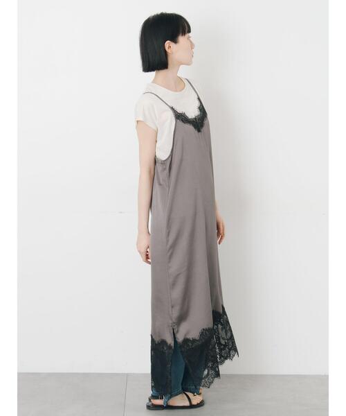 Samansa Mos2（サマンサ モスモス）の「【抗菌、接触冷感】シアー梨地フレンチスリーブTシャツ（Tシャツ/カットソー・レディース・ブラック/アイボリー/ベージュ・F）」の8枚目の写真