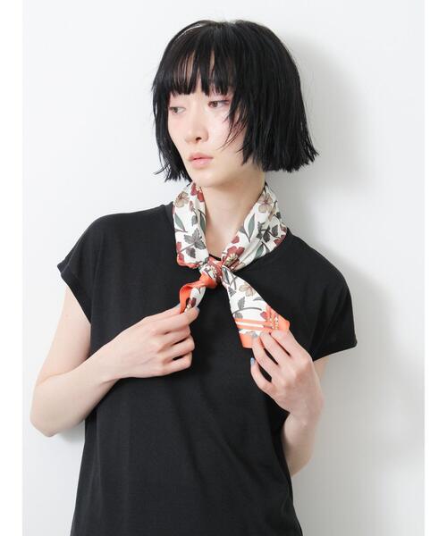 Samansa Mos2（サマンサ モスモス）の「【抗菌、接触冷感】シアー梨地フレンチスリーブTシャツ（Tシャツ/カットソー・レディース・ブラック/アイボリー/ベージュ・F）」の16枚目の写真