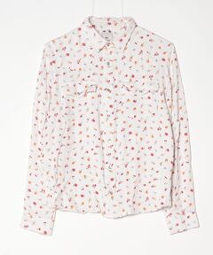 SUPER RIB PADDED SHOULDER CREW-NECK L/S TOPS (FLOWER) スーパーリブ