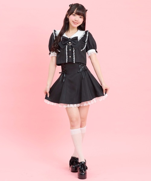 Secret Honey(シークレットハニー)の「ショート丈×スカパンセットアップ(セットアップ・レディース・ブラック/ブルー・MEDIUM)」の6枚目の写真
