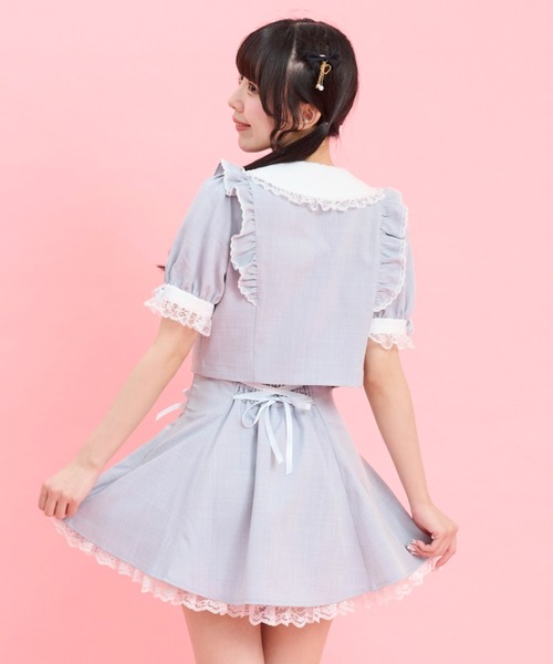 Secret Honey(シークレットハニー)の「ショート丈×スカパンセットアップ(セットアップ・レディース・ブラック/ブルー・MEDIUM)」の5枚目の写真