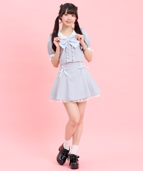 Secret Honey(シークレットハニー)の「ショート丈×スカパンセットアップ(セットアップ・レディース・ブラック/ブルー・MEDIUM)」の3枚目の写真