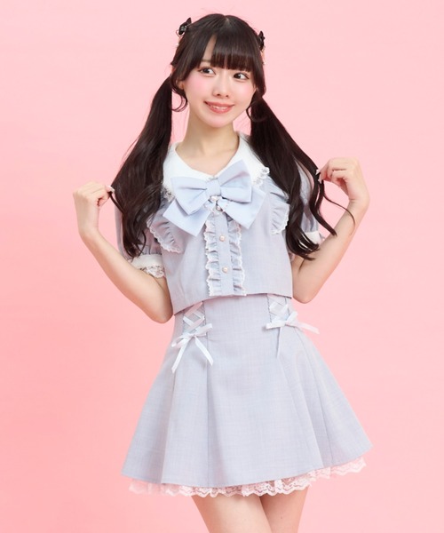 Secret Honey(シークレットハニー)の「ショート丈×スカパンセットアップ(セットアップ・レディース・ブラック/ブルー・MEDIUM)」の4枚目の写真
