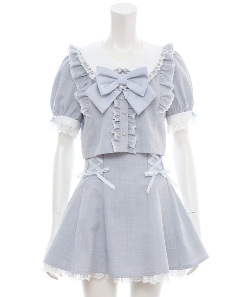 Secret Honey(シークレットハニー)の「ショート丈×スカパンセットアップ(セットアップ・レディース・ブラック/ブルー・MEDIUM)」の8枚目の写真