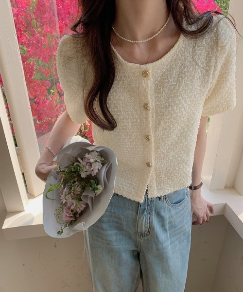 boemy(ボエミー)の「ぽこぽこ素材 半袖ジャケットライクブラウス(シャツ/ブラウス・レディース・アイボリー/ブラック/ホワイト・FREE)」の10枚目の写真
