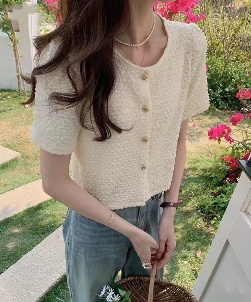 boemy(ボエミー)の「ぽこぽこ素材 半袖ジャケットライクブラウス(シャツ/ブラウス・レディース・アイボリー/ブラック/ホワイト・FREE)」の7枚目の写真