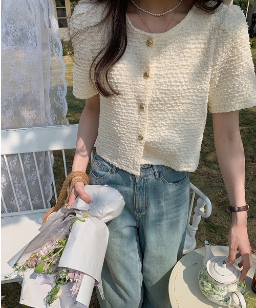 boemy(ボエミー)の「ぽこぽこ素材 半袖ジャケットライクブラウス(シャツ/ブラウス・レディース・アイボリー/ブラック/ホワイト・FREE)」の17枚目の写真