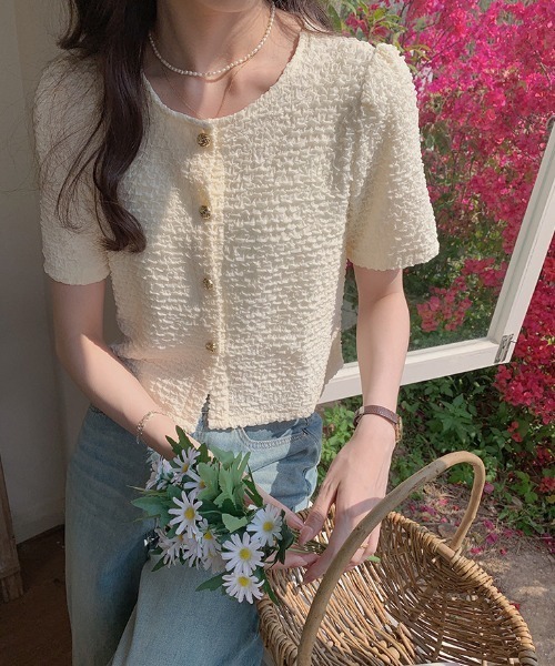 boemy(ボエミー)の「ぽこぽこ素材 半袖ジャケットライクブラウス(シャツ/ブラウス・レディース・アイボリー/ブラック/ホワイト・FREE)」の14枚目の写真
