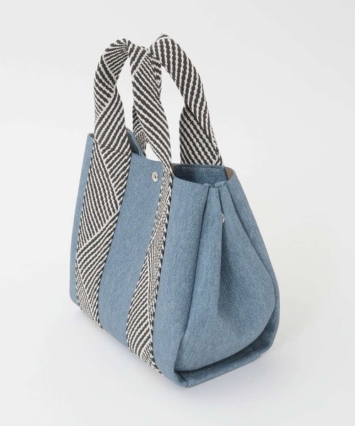 MK MICHEL KLEIN（エムケーミッシェルクラン）の「[2WAY/インバッグ付き]ヘリンボーンハンドルミニトートバッグ（ハンドバッグ・レディース・チャコールグレー/ダークインディゴブルー/ネイビー・00）」の5枚目の写真