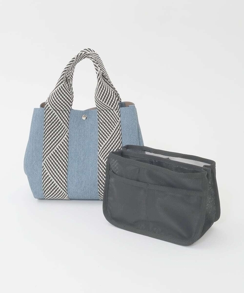 MK MICHEL KLEIN（エムケーミッシェルクラン）の「[2WAY/インバッグ付き]ヘリンボーンハンドルミニトートバッグ（ハンドバッグ・レディース・チャコールグレー/ダークインディゴブルー/ネイビー・00）」の8枚目の写真