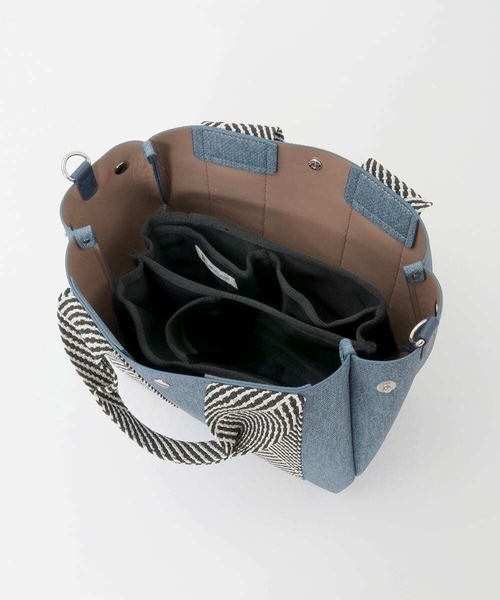 MK MICHEL KLEIN（エムケーミッシェルクラン）の「[2WAY/インバッグ付き]ヘリンボーンハンドルミニトートバッグ（ハンドバッグ・レディース・チャコールグレー/ダークインディゴブルー/ネイビー・00）」の12枚目の写真