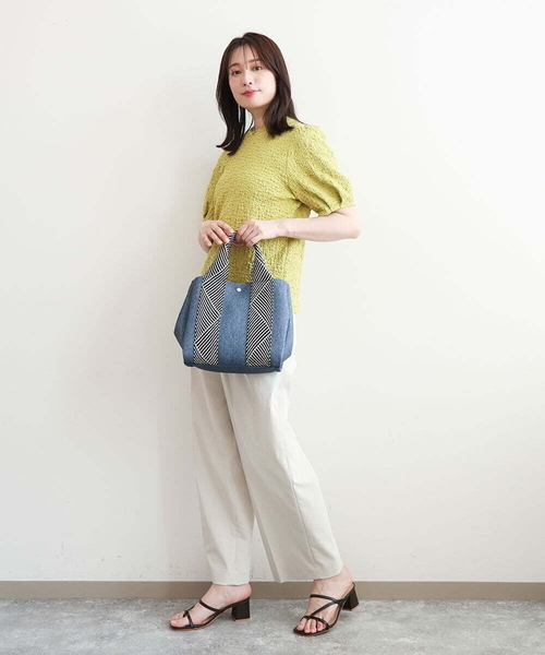 MK MICHEL KLEIN（エムケーミッシェルクラン）の「[2WAY/インバッグ付き]ヘリンボーンハンドルミニトートバッグ（ハンドバッグ・レディース・チャコールグレー/ダークインディゴブルー/ネイビー・00）」の22枚目の写真