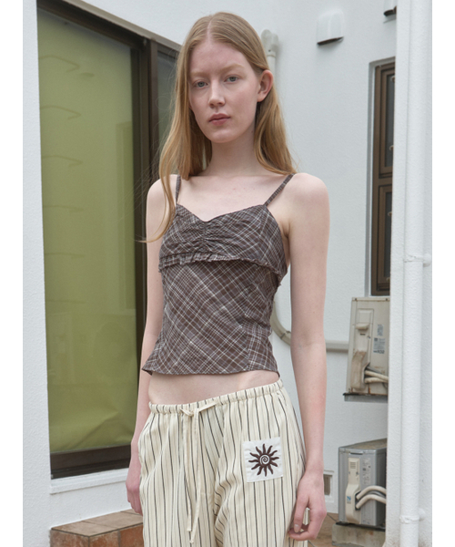 Kijun(キジュン)の「Sheer Check Camisole Brown(Tシャツ/カットソー・レディース・その他・MEDIUM/SMALL)」の4枚目の写真
