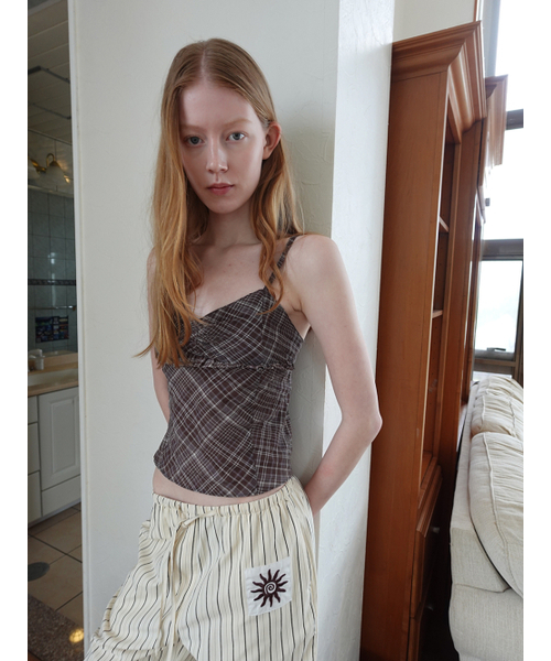 Kijun(キジュン)の「Sheer Check Camisole Brown(Tシャツ/カットソー・レディース・その他・MEDIUM/SMALL)」の5枚目の写真