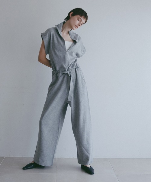 MANOF(マノフ)の「KNIT ZIP ALL IN ONE(つなぎ/オールインワン・レディース・グレー/ブラック/ホワイト・M/S)」の1枚目の写真