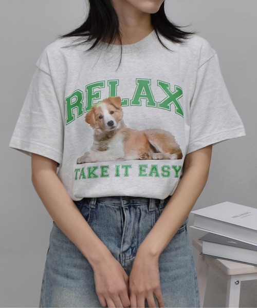 DOUBLE STEAL(ダブルスティール)の「RELAX シートプリントTシャツ(Tシャツ/カットソー・レディース・オートミール/ブラック・LARGE)」の2枚目の写真
