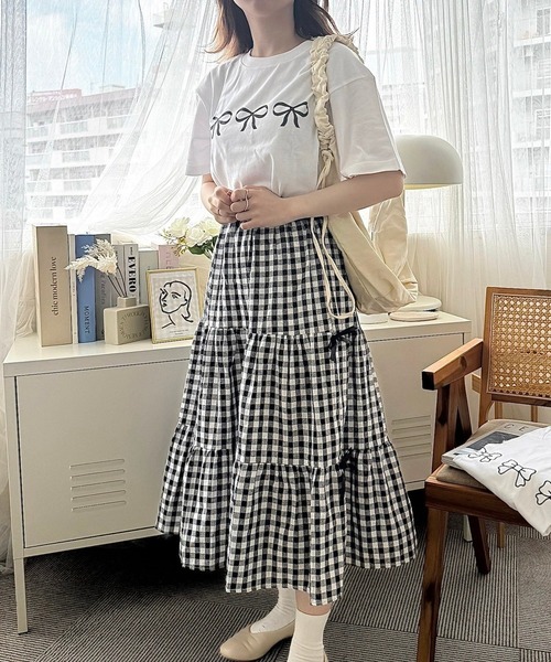boemy（ボエミー）の「シンプルリボンデザイン半袖Tシャツ（Tシャツ/カットソー・レディース・ホワイト系その他・LARGE/MEDIUM）」の4枚目の写真