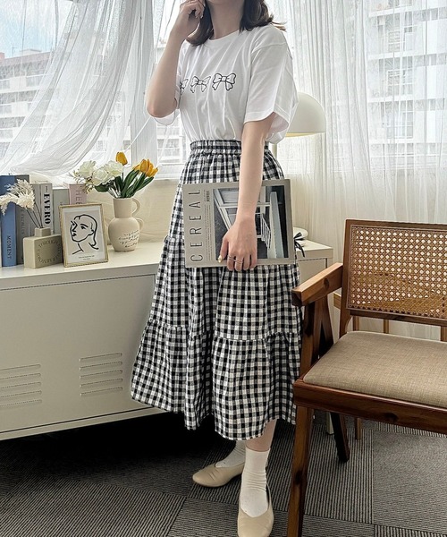 boemy（ボエミー）の「シンプルリボンデザイン半袖Tシャツ（Tシャツ/カットソー・レディース・ホワイト系その他・LARGE/MEDIUM）」の7枚目の写真