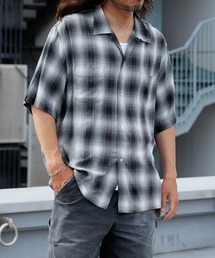 MINEDENIM（マインデニム）Drape Denim Ombre Check Loose Work SH