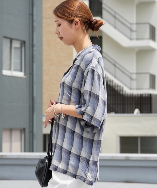 DAN RIVER(ダンリバー )の「DAN RIVER/ダンリバー 60S OMBRE LOOP COLLAR S/S SHIRTS オンブレチェック チェックシャツ 半袖 秋 秋服 2026年秋冬(シャツ/ブラウス・メンズ・グレー/グレー系・S/M/L)」の15枚目の写真