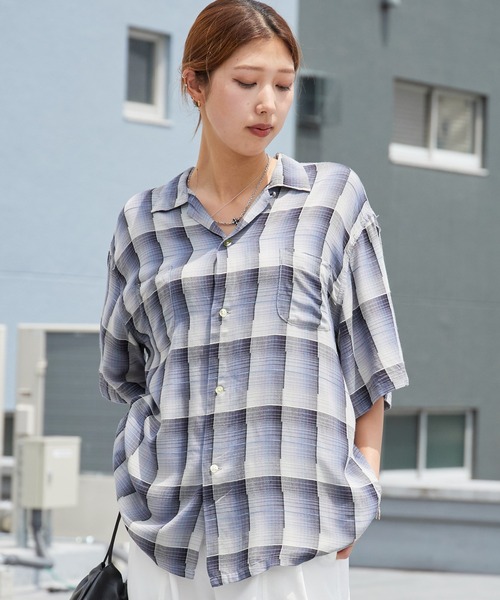 DAN RIVER(ダンリバー )の「DAN RIVER/ダンリバー 60S OMBRE LOOP COLLAR S/S SHIRTS オンブレチェック チェックシャツ 半袖 秋 秋服 2026年秋冬(シャツ/ブラウス・メンズ・グレー/グレー系・S/M/L)」の14枚目の写真
