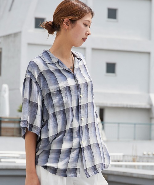 DAN RIVER(ダンリバー )の「DAN RIVER/ダンリバー 60S OMBRE LOOP COLLAR S/S SHIRTS オンブレチェック チェックシャツ 半袖 秋 秋服 2026年秋冬(シャツ/ブラウス・メンズ・グレー/グレー系・S/M/L)」の13枚目の写真