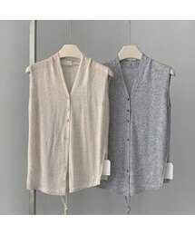 Bella V-neck Linen Sleeveless Knit (2colors)
