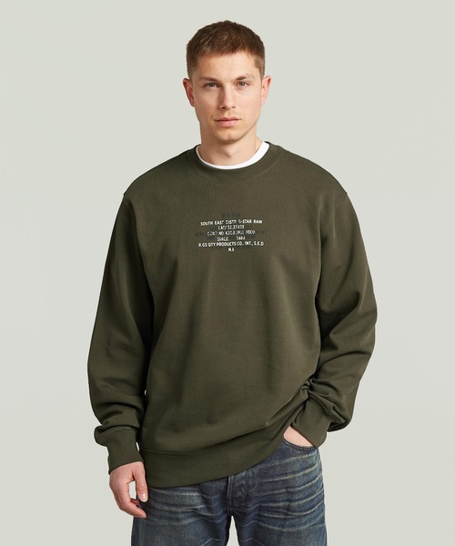 G-STAR(ジースター)の「Multi Text Sweater/フロントマルチテキストスウェット/トレーナー(スウェット・メンズ・ネイビー/グリーン系その他・MEDIUM/LARGE/X-SMALL/SMALL/X-LARGE)」の2枚目の写真