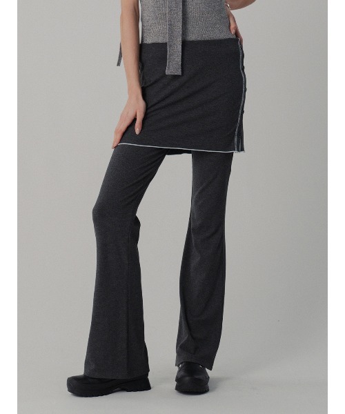 ELCHELE(エルチェレ)の「MELLOW RIB SKIRT PANTS(その他パンツ・レディース・ダークグレー/オレンジ・38/36)」の1枚目の写真