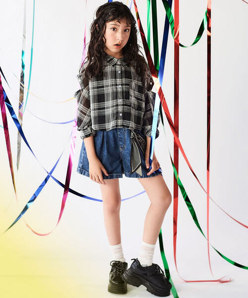 ZIDDY（ジディ）の「バンダナ付きデニムショートパンツ(130~160cm)（その他パンツ・キッズ・ネイビー/ブルー・130cm/140cm/150cm/FREE）」の9枚目の写真