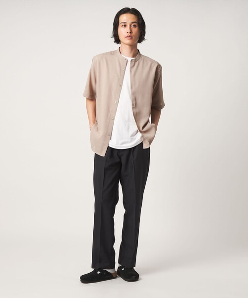 A DAY IN THE LIFE UNITED ARROWS(アデイインザライフユナイテッドアローズ)の「リネンライク メッシュ リラックス バンドカラーシャツ-吸水速乾・通気性-<A DAY IN THE LIFE>(シャツ/ブラウス・メンズ・ベージュ/ネイビー/ライトブルー・M/L)」の22枚目の写真