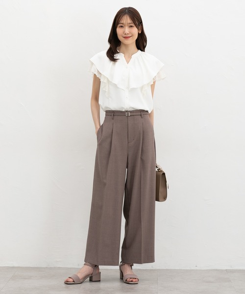 Honeys（ハニーズ）の「レース使いフリルブラウス（シャツ/ブラウス・レディース・アイボリー/ネイビー/ブラウン/グリーン・L/S/M/LL）」の5枚目の写真