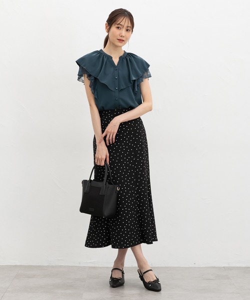 Honeys（ハニーズ）の「レース使いフリルブラウス（シャツ/ブラウス・レディース・アイボリー/ネイビー/ブラウン/グリーン・L/S/M/LL）」の10枚目の写真