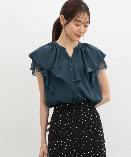 Honeys（ハニーズ）の「レース使いフリルブラウス（シャツ/ブラウス・レディース・アイボリー/ネイビー/ブラウン/グリーン・L/S/M/LL）」の11枚目の写真