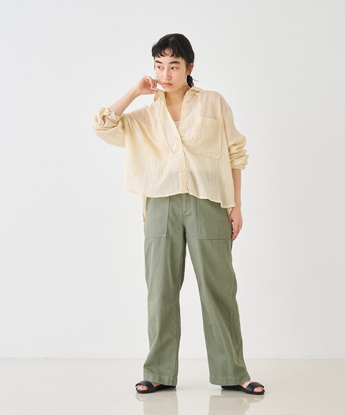 collex(コレックス)の「シアーガーゼシャツ(シャツ/ブラウス・レディース・ライトベージュ/チャコールグレー/ライトブルー・フリー)」の12枚目の写真