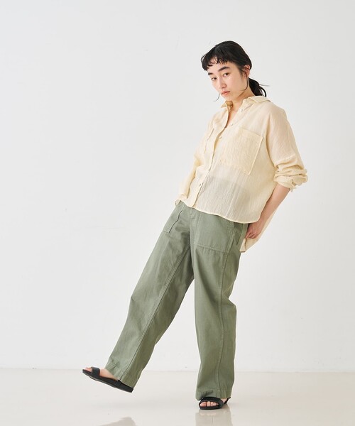 collex(コレックス)の「シアーガーゼシャツ(シャツ/ブラウス・レディース・ライトベージュ/チャコールグレー/ライトブルー・フリー)」の13枚目の写真