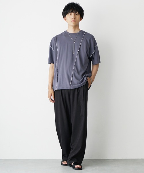 MinoriTY(マイノリティ)の「【MinoriTY】ストラクチャーベルト付きワイドパンツ メンズ 夏服 ユニセックス(その他パンツ・メンズ・ブルー/ライトグレー/ブラック・M/L/S)」の5枚目の写真