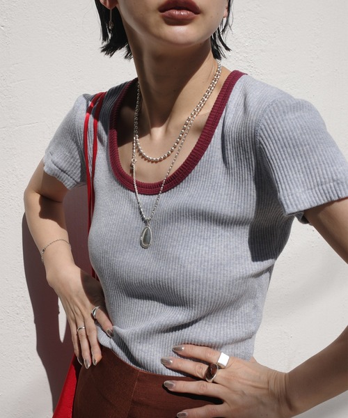 Ameri（アメリ）の「MEDI FRUIT DYED CUT TOP（Tシャツ/カットソー・レディース・ピンク/ブルー/イエロー・FREE）」の5枚目の写真