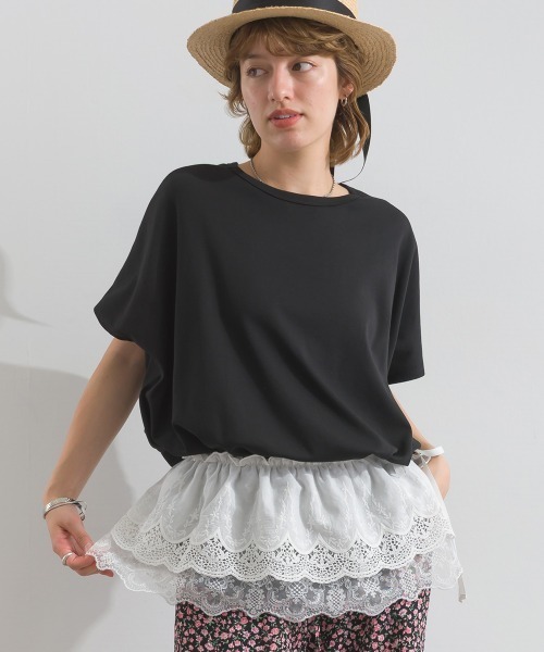 le colis（ルコリ）の「ヴィンテージ ロゴ プリント ポンチョ 半袖 チュニック（Tシャツ/カットソー・レディース・オフホワイト/ブラック/ブルー・FREE）」の16枚目の写真