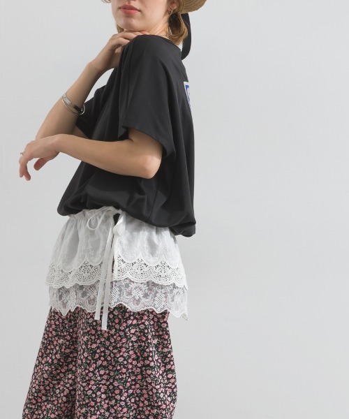 le colis（ルコリ）の「ヴィンテージ ロゴ プリント ポンチョ 半袖 チュニック（Tシャツ/カットソー・レディース・オフホワイト/ブラック/ブルー・FREE）」の19枚目の写真