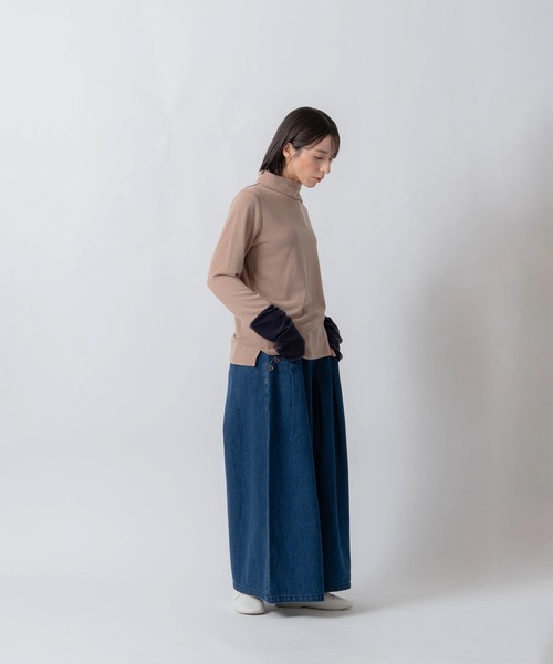 Kelen（ケレン）の「「KELEN / ケレン」衿デザイン ベロアコンビトップス（Tシャツ/カットソー・レディース・ブラック/ベージュ/グレー・FREE）」の15枚目の写真