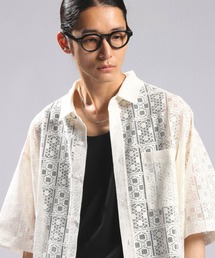 DESIGN LACE KNITTING SHIRTS/デザインレース柄シャツ