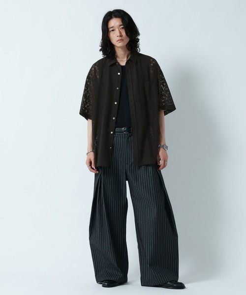 RAGEBLUE（レイジブルー）の「DESIGN LACE KNITTING SHIRTS/デザインレース柄シャツ（シャツ/ブラウス・メンズ・ホワイト/ブラック/ブルー・MEDIUM/LARGE）」の16枚目の写真